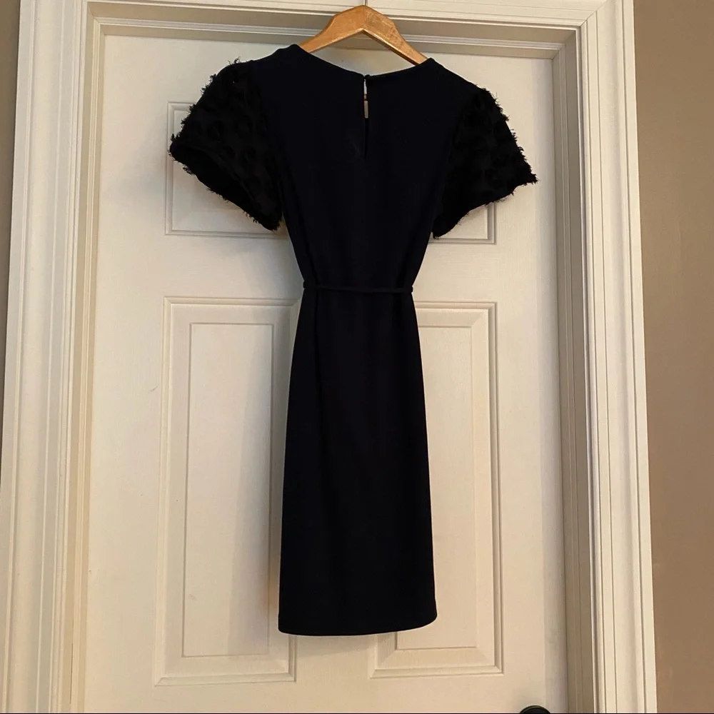 Loft navy dress with puffy sleeves and tie belt XXSP - Picture 7 of 7